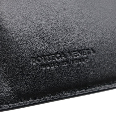 ボッテガヴェネタ BOTTEGA VENETA マキシイントレチャート コンパクト ウォレット 706010 ブラック ラムスキン 二つ折り財布 ゴールド金具 黒 ミニ財布