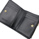 ボッテガヴェネタ BOTTEGA VENETA マキシイントレチャート コンパクト ウォレット 706010 ブラック ラムスキン 二つ折り財布 ゴールド金具 黒 ミニ財布