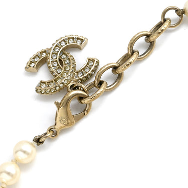 シャネル CHANEL ココマーク パール ゴールド×ホワイト GP フェイクパール ラインストーン ブレスレット CC