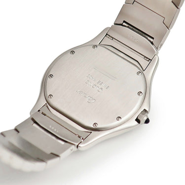 腕時計 カルティエ Cartier パンテール クーガー LM W35011F8 クオーツ メンズ アイボリー ローマン デイト 青針