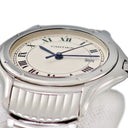 腕時計 カルティエ Cartier パンテール クーガー LM W35011F8 クオーツ メンズ アイボリー ローマン デイト 青針