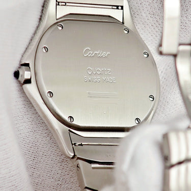 腕時計 カルティエ Cartier パンテール クーガー LM W35011F8 クオーツ メンズ アイボリー ローマン デイト 青針