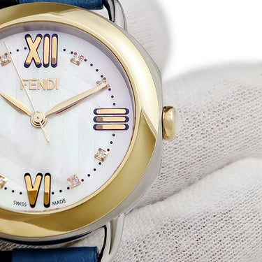 腕時計 フェンディ FENDI セレリア 36MM F8021345H0D1 クオーツ メンズ レディース 新品同様 純正ダイヤ シェル ゴールド 白