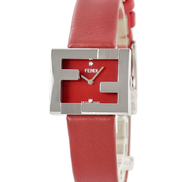 腕時計 フェンディ FENDI マニア レクタンギュラー F100101901 クオーツ レディース 未使用 ズッカフェイス 純正ダイヤ シルバー 赤