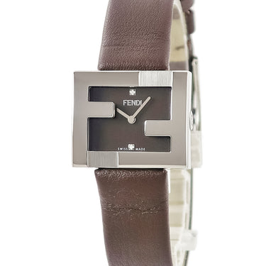 腕時計 フェンディ FENDI マニア レクタンギュラー F100101701 クオーツ レディース 未使用 ズッカフェイス 純正ダイヤ シルバー 茶
