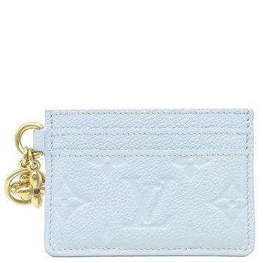 ルイヴィトン LOUIS VUITTON ポルト カルト LV チャーム M83585 オランプブルー モノグラムアンプラント カードケース ゴールド金具 水色 モノグラムフラワー カード入れ