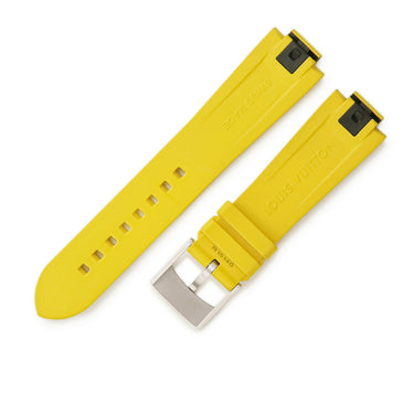 ルイヴィトン LOUIS VUITTON タンブール用 ラバーバンド M イエロー ラバー ステンレススチール 腕時計パーツ 純正 ワンタッチ 替え ベルト 純正SS製尾錠付き モノグラム 21mm イエロー 黄