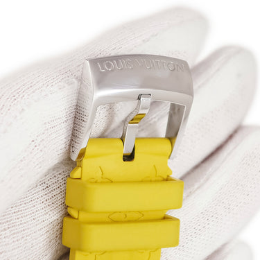 ルイヴィトン LOUIS VUITTON タンブール用 ラバーバンド M イエロー ラバー ステンレススチール 腕時計パーツ 純正 ワンタッチ 替え ベルト 純正SS製尾錠付き モノグラム 21mm イエロー 黄