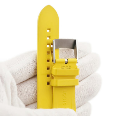 ルイヴィトン LOUIS VUITTON タンブール用 ラバーバンド M イエロー ラバー ステンレススチール 腕時計パーツ 純正 ワンタッチ 替え ベルト 純正SS製尾錠付き モノグラム 21mm イエロー 黄