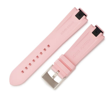 ルイヴィトン LOUIS VUITTON タンブール用 ラバーバンド M ピンク ラバー ステンレススチール 腕時計パーツ 純正 ワンタッチ 替え ベルト 純正SS製尾錠付き モノグラム 21mm ピンク