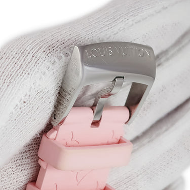 ルイヴィトン LOUIS VUITTON タンブール用 ラバーバンド M ピンク ラバー ステンレススチール 腕時計パーツ 純正 ワンタッチ 替え ベルト 純正SS製尾錠付き モノグラム 21mm ピンク