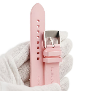 ルイヴィトン LOUIS VUITTON タンブール用 ラバーバンド M ピンク ラバー ステンレススチール 腕時計パーツ 純正 ワンタッチ 替え ベルト 純正SS製尾錠付き モノグラム 21mm ピンク