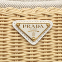 プラダ PRADA ウィッカー ミニ ハンドバッグ 1BG469 ベージュ×ホワイト ラタン キャンバス 2WAYバッグ ゴールド金具 新品 未使用 かごバッグ ショルダー 三角ロゴ