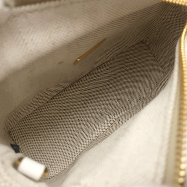 プラダ PRADA ウィッカー ミニ ハンドバッグ 1BG469 ベージュ×ホワイト ラタン キャンバス 2WAYバッグ ゴールド金具 新品 未使用 かごバッグ ショルダー 三角ロゴ