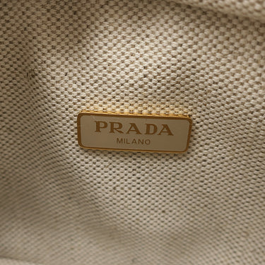 プラダ PRADA ウィッカー ミニ ハンドバッグ 1BG469 ベージュ×ホワイト ラタン キャンバス 2WAYバッグ ゴールド金具 新品 未使用 かごバッグ ショルダー 三角ロゴ
