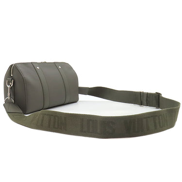 ルイヴィトン LOUIS VUITTON シティ キーポル M21437 カーキ グレインレザー 2WAYバッグ シルバー金具 深緑 ボストン ショルダー イニシャル刻印あり