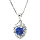 ノンブランド NON BRAND ブルーサファイア 1.18ct ダイヤモンドペンダント プラチナシルバー Pt サファイア ダイヤモンド Pt850(チェーン) ネックレス 青 ブルー クッションミックスカット 1石 1粒