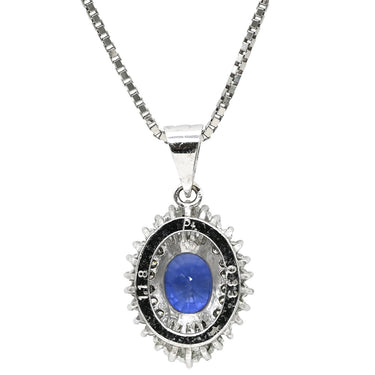 ノンブランド NON BRAND ブルーサファイア 1.18ct ダイヤモンドペンダント プラチナシルバー Pt サファイア ダイヤモンド Pt850(チェーン) ネックレス 青 ブルー クッションミックスカット 1石 1粒