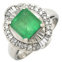 ノンブランド NON BRAND エメラルド ダイヤモンド リング プラチナシルバー Pt900 エメラルド ダイヤモンド リング 指輪 グリーン 緑 スクエア 2.0ct エメラルドカット 12.5号