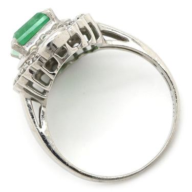 ノンブランド NON BRAND エメラルド ダイヤモンド リング プラチナシルバー Pt900 エメラルド ダイヤモンド リング 指輪 グリーン 緑 スクエア 2.0ct エメラルドカット 12.5号