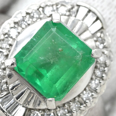 ノンブランド NON BRAND エメラルド ダイヤモンド リング プラチナシルバー Pt900 エメラルド ダイヤモンド リング 指輪 グリーン 緑 スクエア 2.0ct エメラルドカット 12.5号