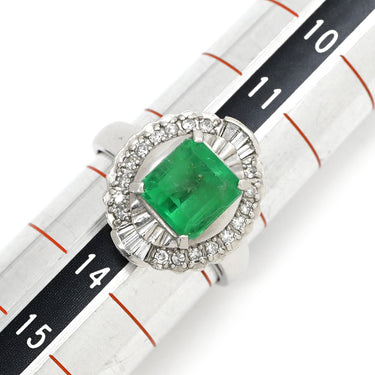 ノンブランド NON BRAND エメラルド ダイヤモンド リング プラチナシルバー Pt900 エメラルド ダイヤモンド リング 指輪 グリーン 緑 スクエア 2.0ct エメラルドカット 12.5号