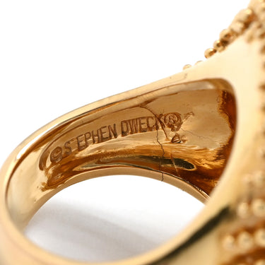 スティーブン デュエック STEPHEN DWECK ヴィンテージリング イエローゴールド×レッド K18YG 色石 リング 指輪 フラワー 花モチーフ彫刻 カクテルリング 14.5号