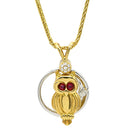 ウォルサム WALTHAM イエローゴールド×ホワイトゴールド K18YG K18WG ダイヤモンド ルビー ネックレス Au750 18K 18金 ダイヤ ルビー フクロウモチーフ スイング ムービング チェーン社外品