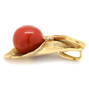 ノンブランド NON BRAND 珊瑚 ダイヤ イエローゴールド K18YG ダイヤモンド 珊瑚 ペンダントトップ 赤 サンゴ ダイヤモンド YG 750 ネックレストップ 16mm