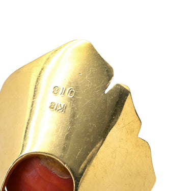 ノンブランド NON BRAND 珊瑚 ダイヤ イエローゴールド K18YG ダイヤモンド 珊瑚 ペンダントトップ 赤 サンゴ ダイヤモンド YG 750 ネックレストップ 16mm