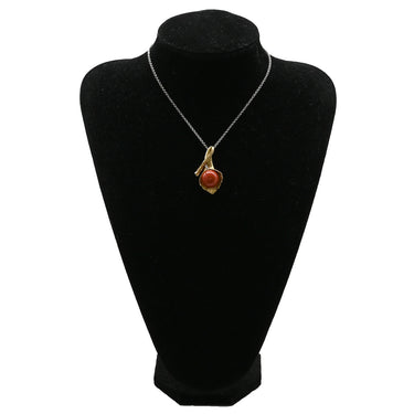 ノンブランド NON BRAND 珊瑚 ダイヤ イエローゴールド K18YG ダイヤモンド 珊瑚 ペンダントトップ 赤 サンゴ ダイヤモンド YG 750 ネックレストップ 16mm