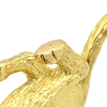 ノンブランド NON BRAND キャッツアイ 0.28ct ネコモチーフ イエローゴールド K18YG クリソベリルキャッツアイ ブローチ 猫 CAT 猫目石 18K 18金 750AU アニマルモチーフ