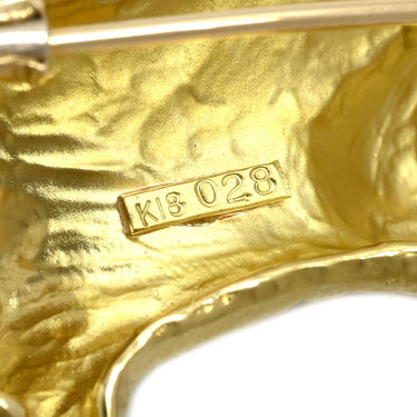 ノンブランド NON BRAND キャッツアイ 0.28ct ネコモチーフ イエローゴールド K18YG クリソベリルキャッツアイ ブローチ 猫 CAT 猫目石 18K 18金 750AU アニマルモチーフ