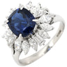 ノンブランド NON BRAND ブルーサファイア ダイヤ ブルー×プラチナシルバー Pt900 サファイア ダイヤモンド リング 指輪 クッションカット Pt900 プラチナム 青 マーキス バゲットカット フラワーモチーフ 13号