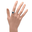 ノンブランド NON BRAND ブルーサファイア ダイヤ ブルー×プラチナシルバー Pt900 サファイア ダイヤモンド リング 指輪 クッションカット Pt900 プラチナム 青 マーキス バゲットカット フラワーモチーフ 13号