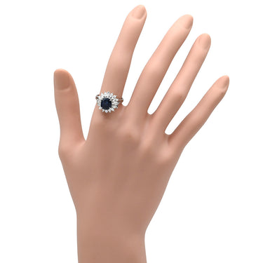 ノンブランド NON BRAND ブルーサファイア ダイヤ ブルー×プラチナシルバー Pt900 サファイア ダイヤモンド リング 指輪 クッションカット Pt900 プラチナム 青 マーキス バゲットカット フラワーモチーフ 13号