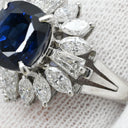 ノンブランド NON BRAND ブルーサファイア ダイヤ ブルー×プラチナシルバー Pt900 サファイア ダイヤモンド リング 指輪 クッションカット Pt900 プラチナム 青 マーキス バゲットカット フラワーモチーフ 13号