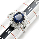 ノンブランド NON BRAND ブルーサファイア ダイヤ ブルー×プラチナシルバー Pt900 サファイア ダイヤモンド リング 指輪 クッションカット Pt900 プラチナム 青 マーキス バゲットカット フラワーモチーフ 13号