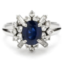 ノンブランド NON BRAND ブルーサファイア ダイヤ　 ブルー×プラチナシルバー Pt900 サファイア ダイヤモンド リング 指輪 青 Pt900 プラチナオーバルミックスカット 12号