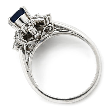 ノンブランド NON BRAND ブルーサファイア ダイヤ　 ブルー×プラチナシルバー Pt900 サファイア ダイヤモンド リング 指輪 青 Pt900 プラチナオーバルミックスカット 12号