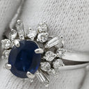 ノンブランド NON BRAND ブルーサファイア ダイヤ　 ブルー×プラチナシルバー Pt900 サファイア ダイヤモンド リング 指輪 青 Pt900 プラチナオーバルミックスカット 12号