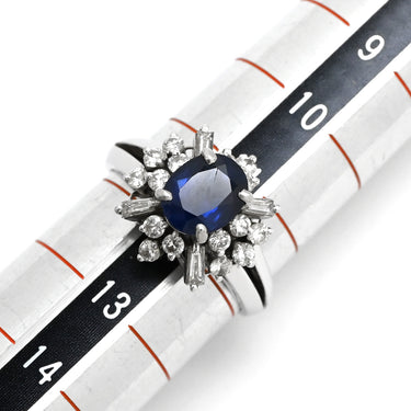 ノンブランド NON BRAND ブルーサファイア ダイヤ　 ブルー×プラチナシルバー Pt900 サファイア ダイヤモンド リング 指輪 青 Pt900 プラチナオーバルミックスカット 12号