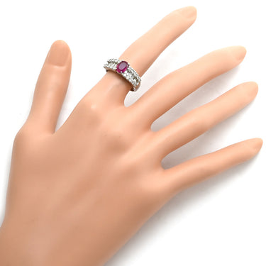 ノンブランド NON BRAND ルビー 1.1ct ダイヤリング プラチナシルバー Pt900 ルビー ダイヤモンド リング 指輪 レッド 赤 1石 オーバルミックスカット ダイヤモンド 指輪 9号