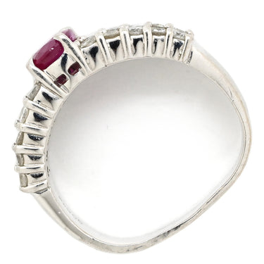 ノンブランド NON BRAND ルビー 1.1ct ダイヤリング プラチナシルバー Pt900 ルビー ダイヤモンド リング 指輪 レッド 赤 1石 オーバルミックスカット ダイヤモンド 指輪 9号