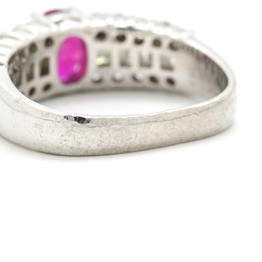 ノンブランド NON BRAND ルビー 1.1ct ダイヤリング プラチナシルバー Pt900 ルビー ダイヤモンド リング 指輪 レッド 赤 1石 オーバルミックスカット ダイヤモンド 指輪 9号