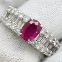 ノンブランド NON BRAND ルビー 1.1ct ダイヤリング プラチナシルバー Pt900 ルビー ダイヤモンド リング 指輪 レッド 赤 1石 オーバルミックスカット ダイヤモンド 指輪 9号