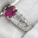 ノンブランド NON BRAND ルビー 1.1ct ダイヤリング プラチナシルバー Pt900 ルビー ダイヤモンド リング 指輪 レッド 赤 1石 オーバルミックスカット ダイヤモンド 指輪 9号