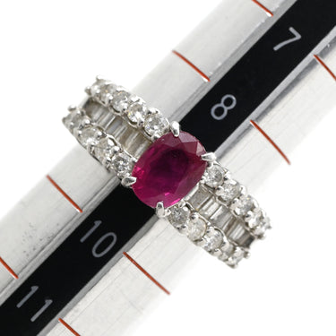 ノンブランド NON BRAND ルビー 1.1ct ダイヤリング プラチナシルバー Pt900 ルビー ダイヤモンド リング 指輪 レッド 赤 1石 オーバルミックスカット ダイヤモンド 指輪 9号