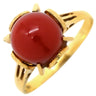 ノンブランド NON BRAND 珊瑚 8mm イエローゴールド K18YG 珊瑚 リング 指輪 サンゴ さんご 赤 血赤 レッド ラウンドシェイプ 10.5号
