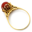 ノンブランド NON BRAND 珊瑚 8mm イエローゴールド K18YG 珊瑚 リング 指輪 サンゴ さんご 赤 血赤 レッド ラウンドシェイプ 10.5号